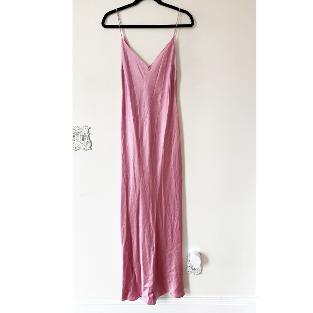 Dannijo Pink Silk Maxi Slip Dress Bias Cut L - Picture 7 of 15